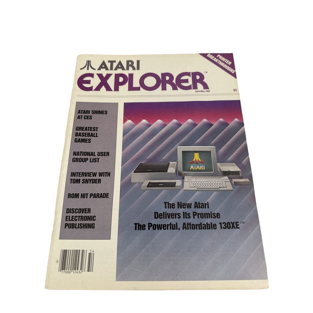 Atari Explorer Magazine April/May 1985 130XE Greatest Baseball Games Printer
